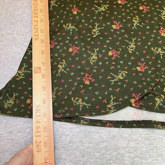 Emory Park Wrapped Mini‎ Dress Green Floral Y2K Boho Cottage Core Fairy Ethereal - Picture 10 of 10